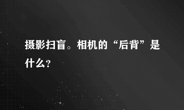 摄影扫盲。相机的“后背”是什么？