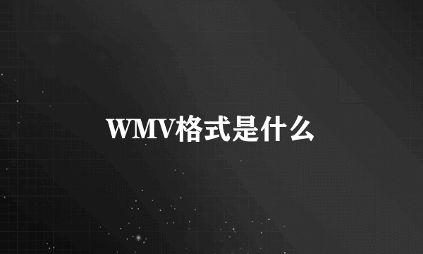 WMV格式是什么