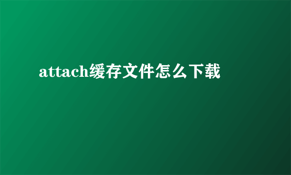 attach缓存文件怎么下载