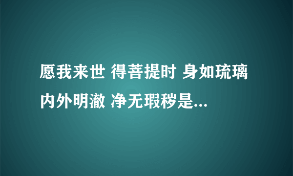 愿我来世 得菩提时 身如琉璃 内外明澈 净无瑕秽是什么意思