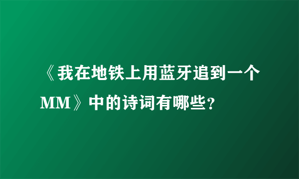 《我在地铁上用蓝牙追到一个MM》中的诗词有哪些？