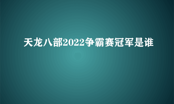 天龙八部2022争霸赛冠军是谁