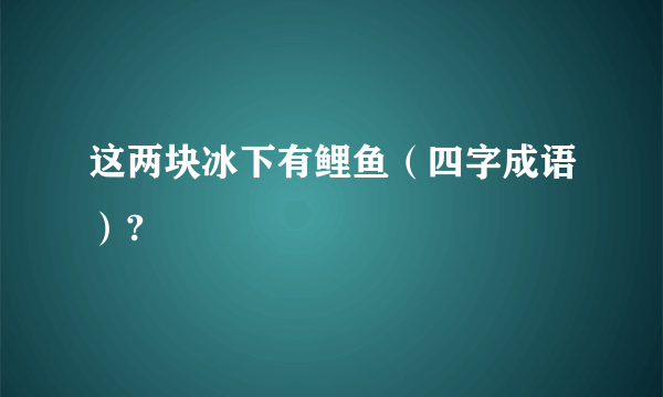 这两块冰下有鲤鱼（四字成语）?