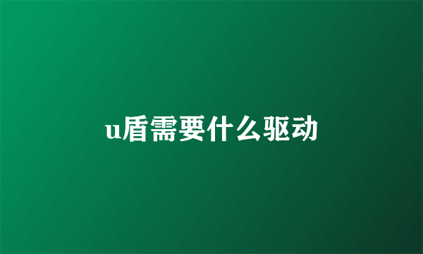 u盾需要什么驱动