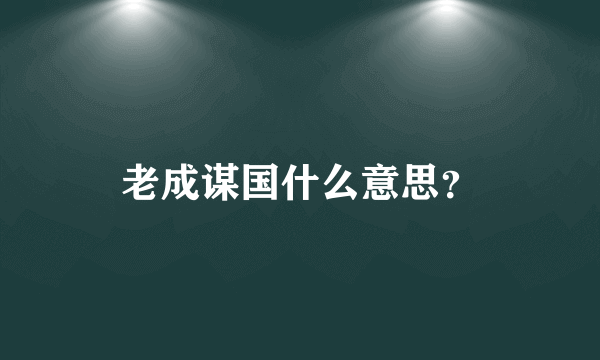 老成谋国什么意思？