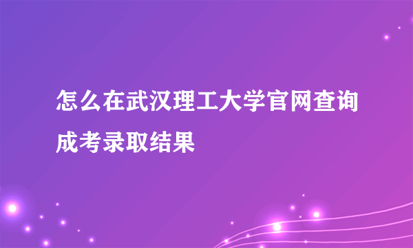 怎么在武汉理工大学官网查询成考录取结果