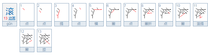 滚的组词和部首