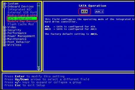 戴尔SATA Operation选择不到ATA，怎样解决？