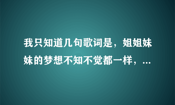 我只知道几句歌词是，姐姐妹妹的梦想不知不觉都一样，还带几句英文，求歌名，谢谢了