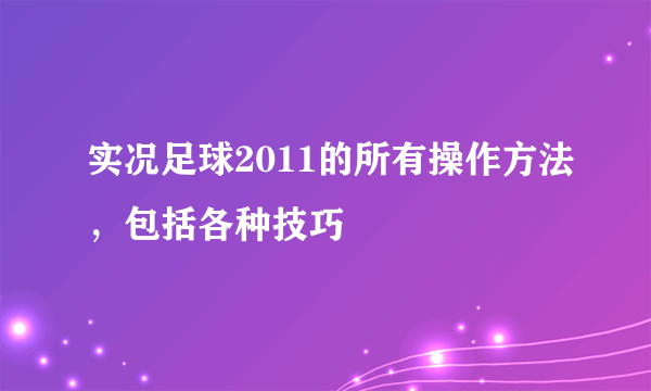 实况足球2011的所有操作方法，包括各种技巧