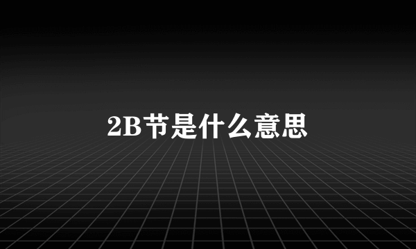 2B节是什么意思