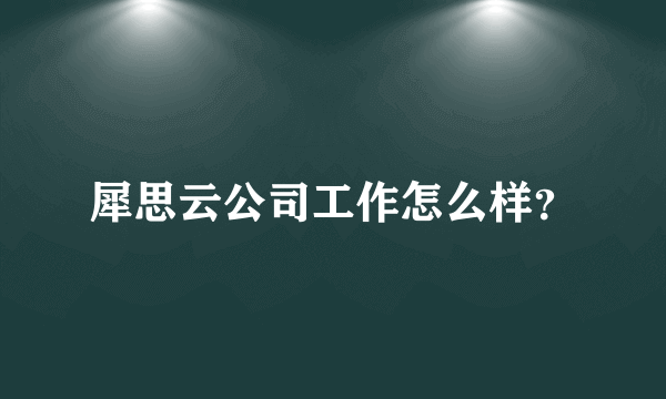 犀思云公司工作怎么样？