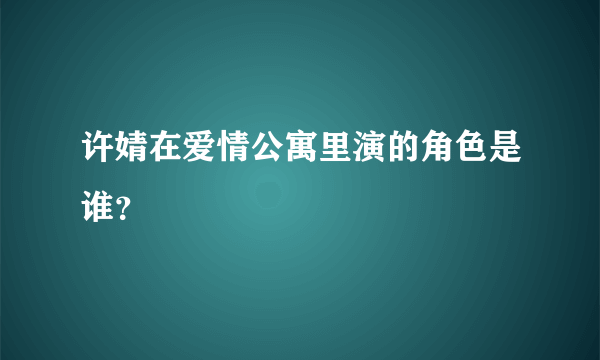 许婧在爱情公寓里演的角色是谁？