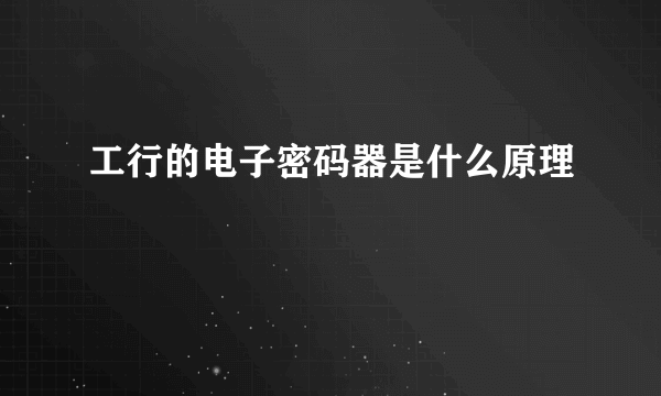 工行的电子密码器是什么原理