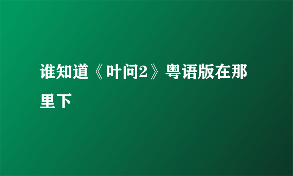 谁知道《叶问2》粤语版在那里下