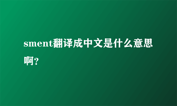 sment翻译成中文是什么意思啊？