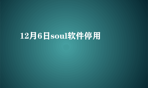 12月6日soul软件停用