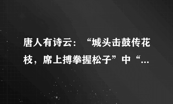 唐人有诗云：“城头击鼓传花枝，席上搏拳握松子”中“搏拳”的含义是