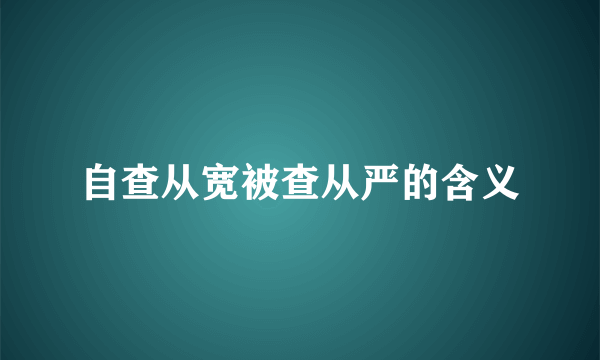 自查从宽被查从严的含义