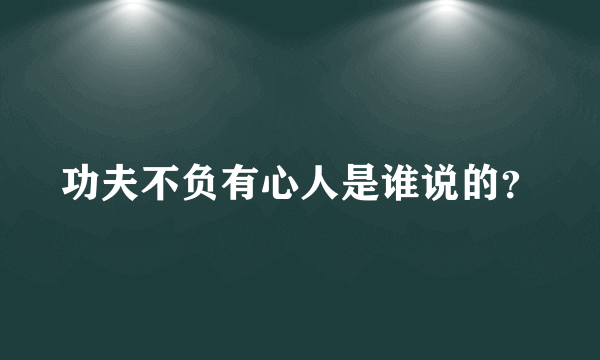 功夫不负有心人是谁说的？