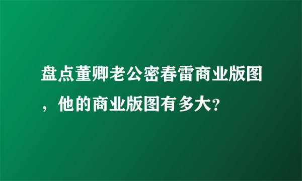 盘点董卿老公密春雷商业版图，他的商业版图有多大？