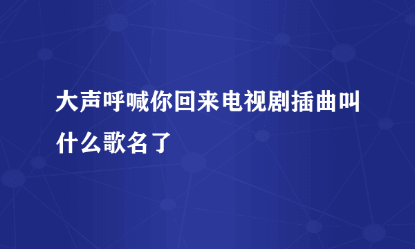 大声呼喊你回来电视剧插曲叫什么歌名了