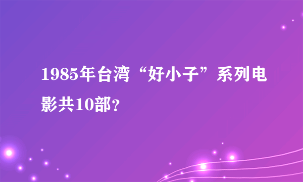 1985年台湾“好小子”系列电影共10部？