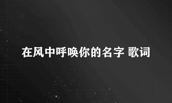 在风中呼唤你的名字 歌词