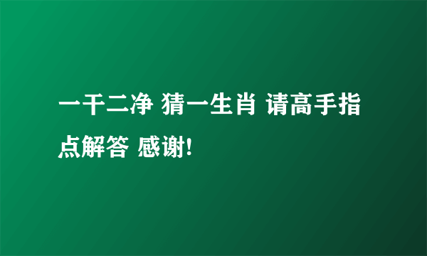 一干二净 猜一生肖 请高手指点解答 感谢!