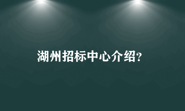 湖州招标中心介绍？