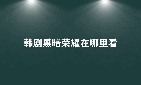 韩剧黑暗荣耀在哪里看