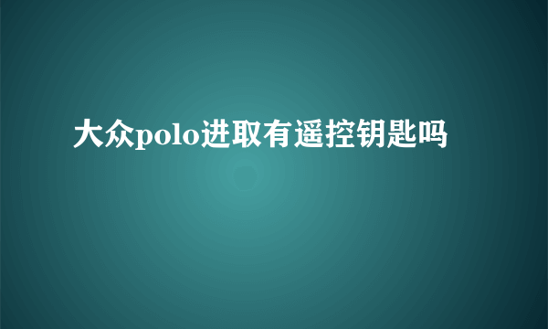 大众polo进取有遥控钥匙吗