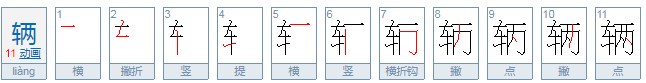 辆的笔顺是什么