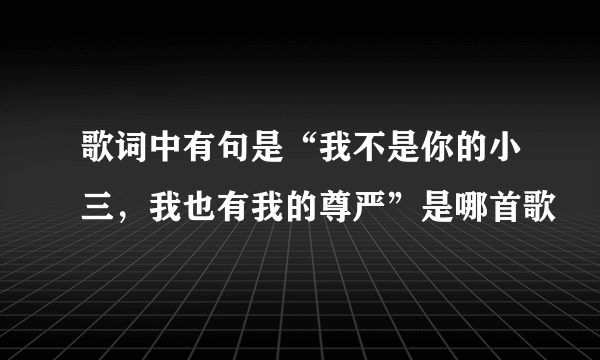 歌词中有句是“我不是你的小三，我也有我的尊严”是哪首歌