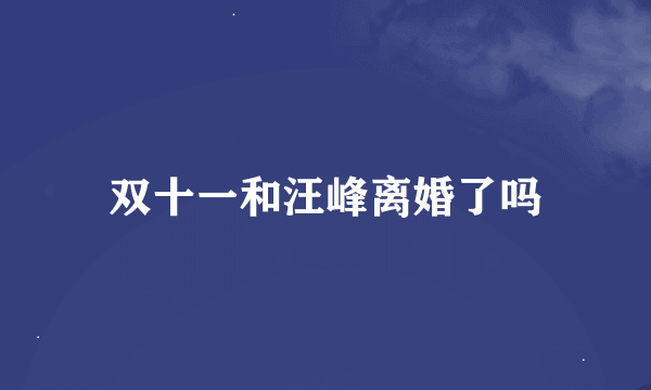 双十一和汪峰离婚了吗