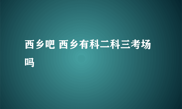 西乡吧 西乡有科二科三考场吗