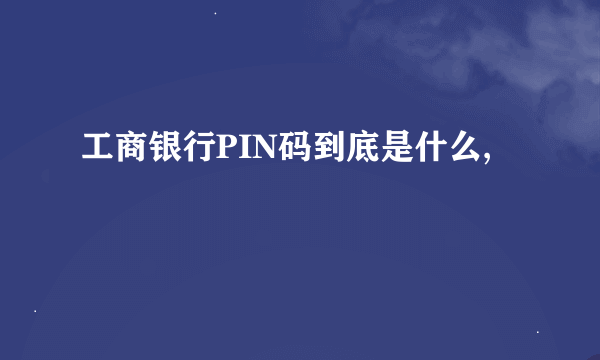 工商银行PIN码到底是什么,