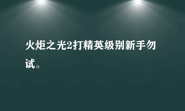 火炬之光2打精英级别新手勿试。