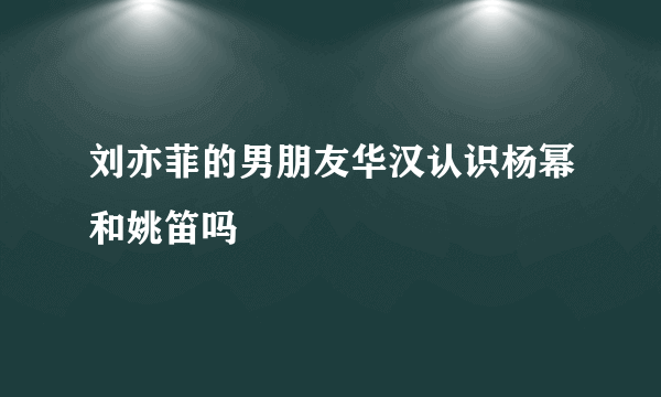 刘亦菲的男朋友华汉认识杨幂和姚笛吗