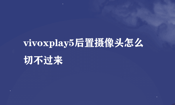 vivoxplay5后置摄像头怎么切不过来