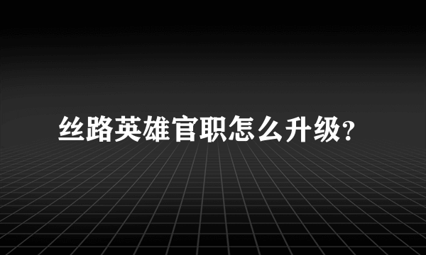 丝路英雄官职怎么升级？