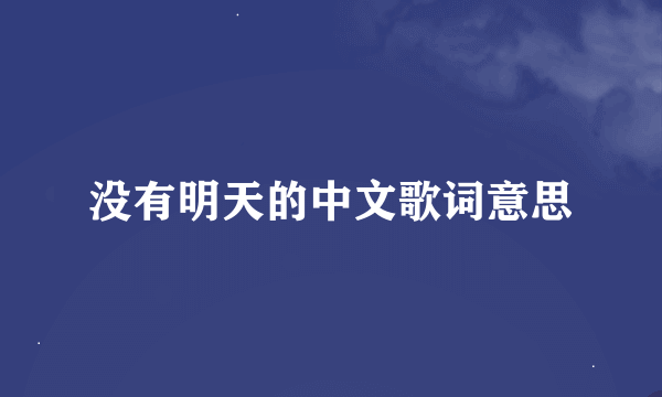 没有明天的中文歌词意思