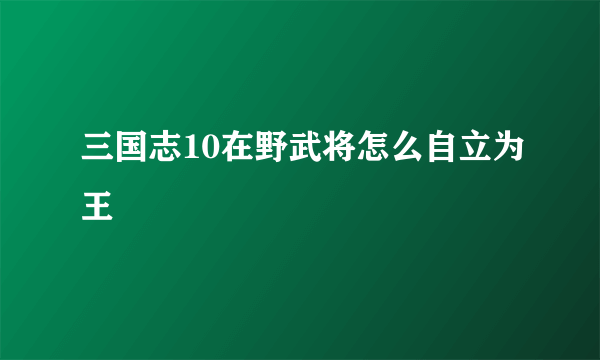 三国志10在野武将怎么自立为王