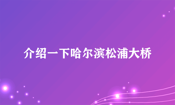 介绍一下哈尔滨松浦大桥