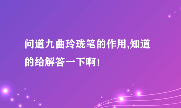 问道九曲玲珑笔的作用,知道的给解答一下啊！