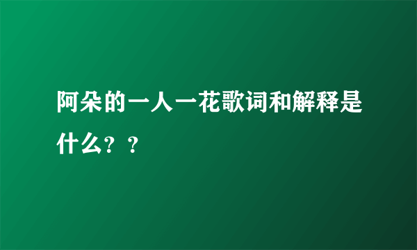 阿朵的一人一花歌词和解释是什么？？