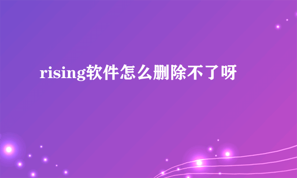 rising软件怎么删除不了呀