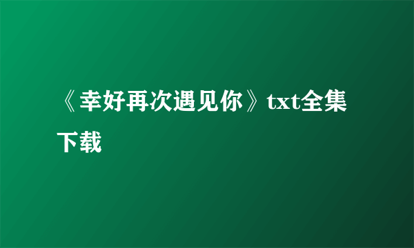 《幸好再次遇见你》txt全集下载