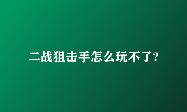 二战狙击手怎么玩不了?