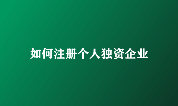 如何注册个人独资企业